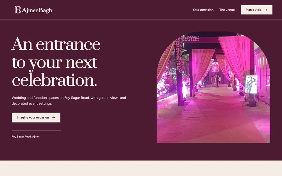 Ajmer Bagh website, home page
